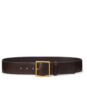 New Polo Ralph Lauren Wide Brown Leather Belt Solid Brass Buckle XXS 32” Long